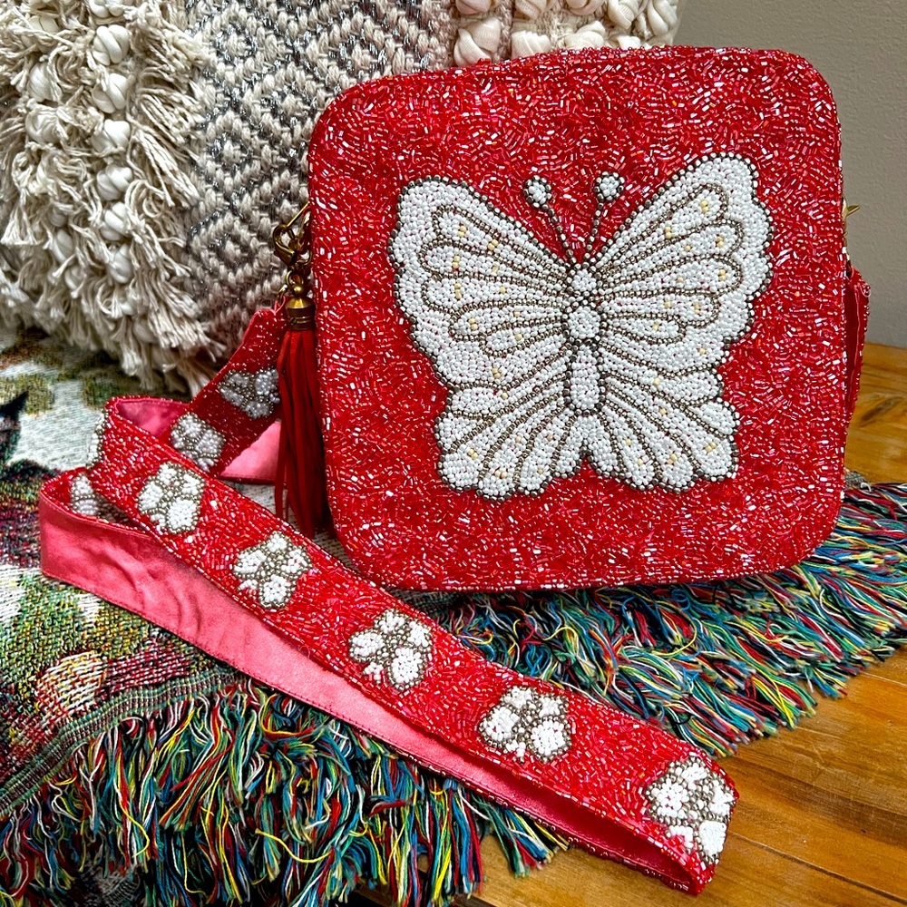 Butterfly Beaded Crossbody